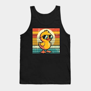 Cool Retro Yellow Duck in Sunglasses 70s 80s 90s Funny Duck Tank Top